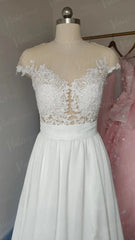 Classic Illusion Chiffon Beach Wedding Dresses with Side Slit VW1242