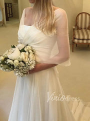 Elegant Chiffon Beach Wedding Dresses with Sleeves VW1261