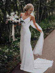 Elegant Mermaid Spaghetti Strap Minimalist Wedding Dresses VW1420
