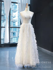 Feather Style A-line Wedding Dresses Beaded Bodice Bridal Gown VW1753