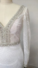 Fully Beaded Long Sleeve Mermaid Wedding Dresses Backless VW1429