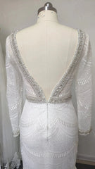 Fully Beaded Long Sleeve Mermaid Wedding Dresses Backless VW1429