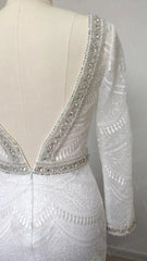 Fully Beaded Long Sleeve Mermaid Wedding Dresses Backless VW1429