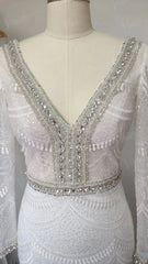 Fully Beaded Long Sleeve Mermaid Wedding Dresses Backless VW1429