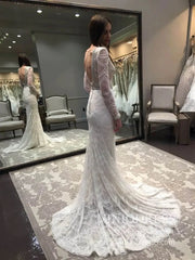 Fully Beaded Long Sleeve Mermaid Wedding Dresses Backless VW1429