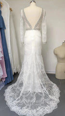 Fully Beaded Long Sleeve Mermaid Wedding Dresses Backless VW1429