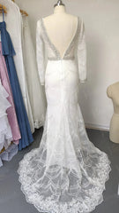 Fully Beaded Long Sleeve Mermaid Wedding Dresses Backless VW1429