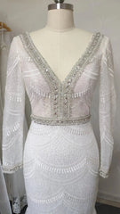 Fully Beaded Long Sleeve Mermaid Wedding Dresses Backless VW1429