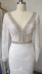 Fully Beaded Long Sleeve Mermaid Wedding Dresses Backless VW1429