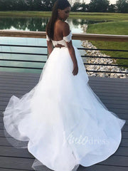 Lace Bodice Beach Wedding Dresses Off the Shoulder VW1213