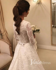 Long Sleeve Lace Wedding Dresses Modern Bridal Gown VW1536