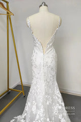 Mermaid Lace Wedding Dresses Backless Boho Wedding Dress Viniodress VW1118