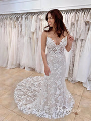Mermaid Lace Wedding Dresses Backless Boho Wedding Dress Viniodress VW1118