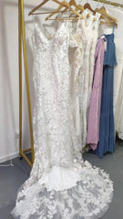 Mermaid Lace Wedding Dresses Backless Boho Wedding Dress Viniodress VW1118