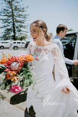 Mermaid Minimalist Wedding Dresses with Detachable Lace Cape Sleeves VW1466