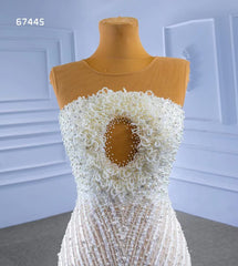 Mermaid Pearl Wedding Dresses Open Back 67445
