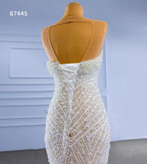 Mermaid Pearl Wedding Dresses Open Back 67445