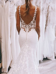 Modern Mermaid Wedding Dresses Backless Lace Beach Wedding VW2142