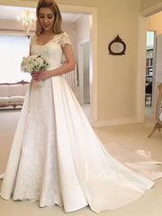 Modest Lace Wedding Dresses with Overskirt VW1246