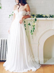 Off the Shoulder Beach Wedding Dresses Chiffon Bridal Dress VW1247