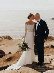 Off the Shoulder Lace Long Sleeve Mermaid Wedding Dresses VW1315