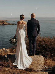 Off the Shoulder Lace Long Sleeve Mermaid Wedding Dresses VW1315