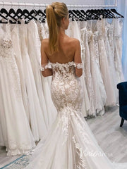 Off the Shoulder Lace Mermaid Wedding Dresses VW2136