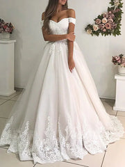 Off the Shoulder Modest Lace Wedding Dresses Champagne VW1243