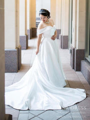 Off the Shoulder Plus Size Wedding Dresses with Long Train VW1549