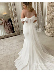Off the Shoulder Simple Mermaid Wedding Dresses VW1876