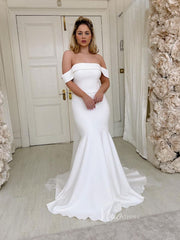 Off the Shoulder Simple Mermaid Wedding Dresses VW1876