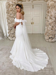 Off the Shoulder Simple Mermaid Wedding Dresses VW1876