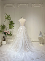Plunging V-neck A-line Wedding Dresses Ethereal Lace Country Bridal Dresses VW1861