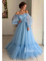 Puffy Bishop Sleeve Tulle Wedding Dress for Photography FD1527