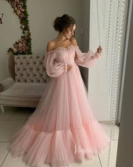 Puffy Bishop Sleeve Tulle Wedding Dress for Photography FD1527