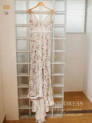 Romantic Bohemian Lace Rustic Wedidng Dresses with Train VW1440
