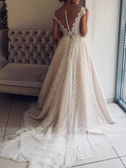 Romantic Boho Lace Wedding Dresses See Through Beach Wedding Dress VW1347