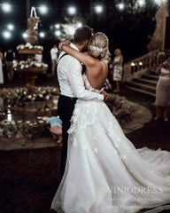 Romantic Floral Boho Wedding Dresses Strapless Beach Wedding Gown VW1210