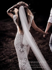 Rustic Lace Country Wedding Dresses Sheath Beach Boho Wedding Dress Viniodress VW1057