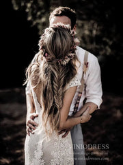 Rustic Lace Country Wedding Dresses Sheath Beach Boho Wedding Dress Viniodress VW1057