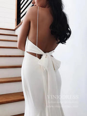Sexy Backless Simple Mermaid Wedding Dresses with Train VW1448
