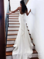 Sexy Backless Simple Mermaid Wedding Dresses with Train VW1448
