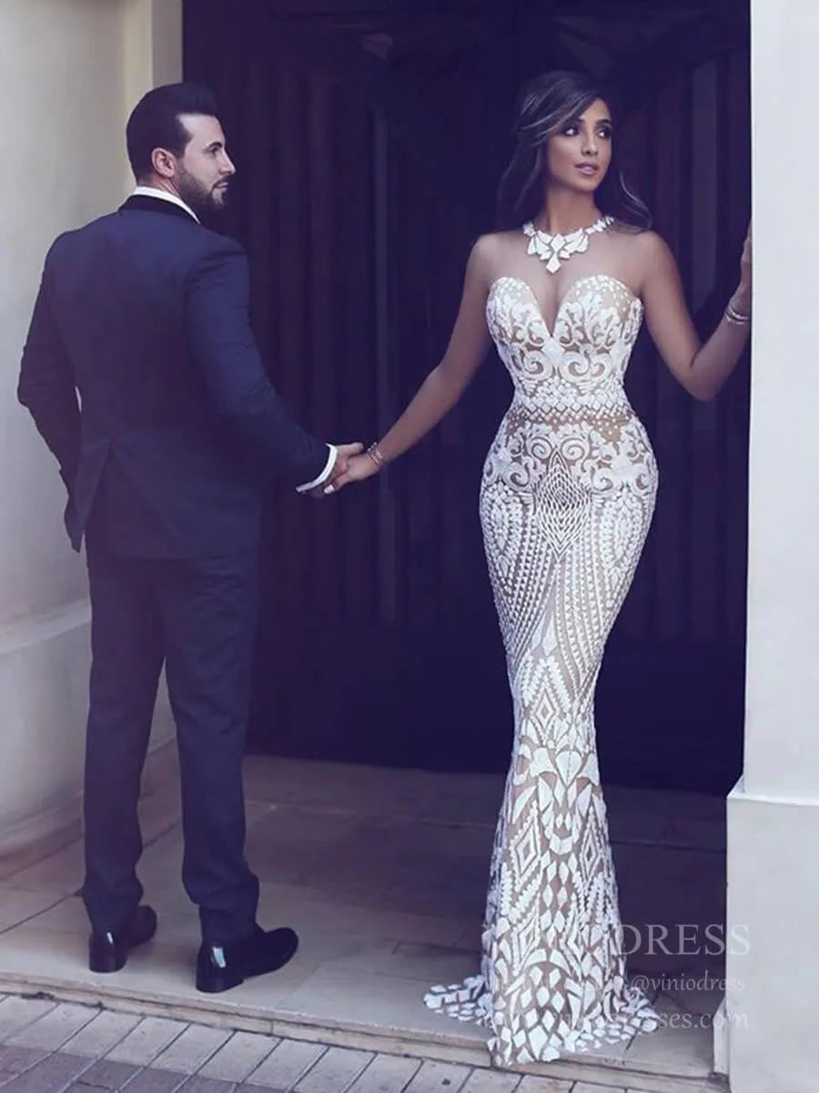 Sexy Geometric Sequin Mermaid Wedding Dresses VW1416
