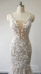 Sexy Mermaid Lace Wedding Dresses Deep V Neck Boho Wedding Dress VW1455