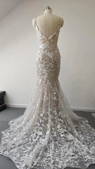 Sexy Mermaid Lace Wedding Dresses Deep V Neck Boho Wedding Dress VW1455