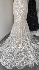 Sexy Mermaid Lace Wedding Dresses Deep V Neck Boho Wedding Dress VW1455