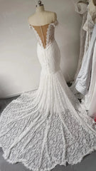 Sexy Mermaid Lace Wedding Dresses Off the Shoulder Bridal Dress VW1297