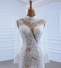 Sexy Sheer Lace Mermaid Wedding Dresses with Sleeves VW1782