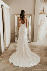 Sheath Modern Satin Wedding Dresses Square Neck Bridal Gown VW2152