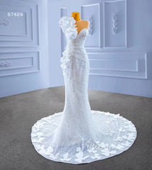 Shiny Beaded Floral Lace Mermaid Wedding Dresses 67424